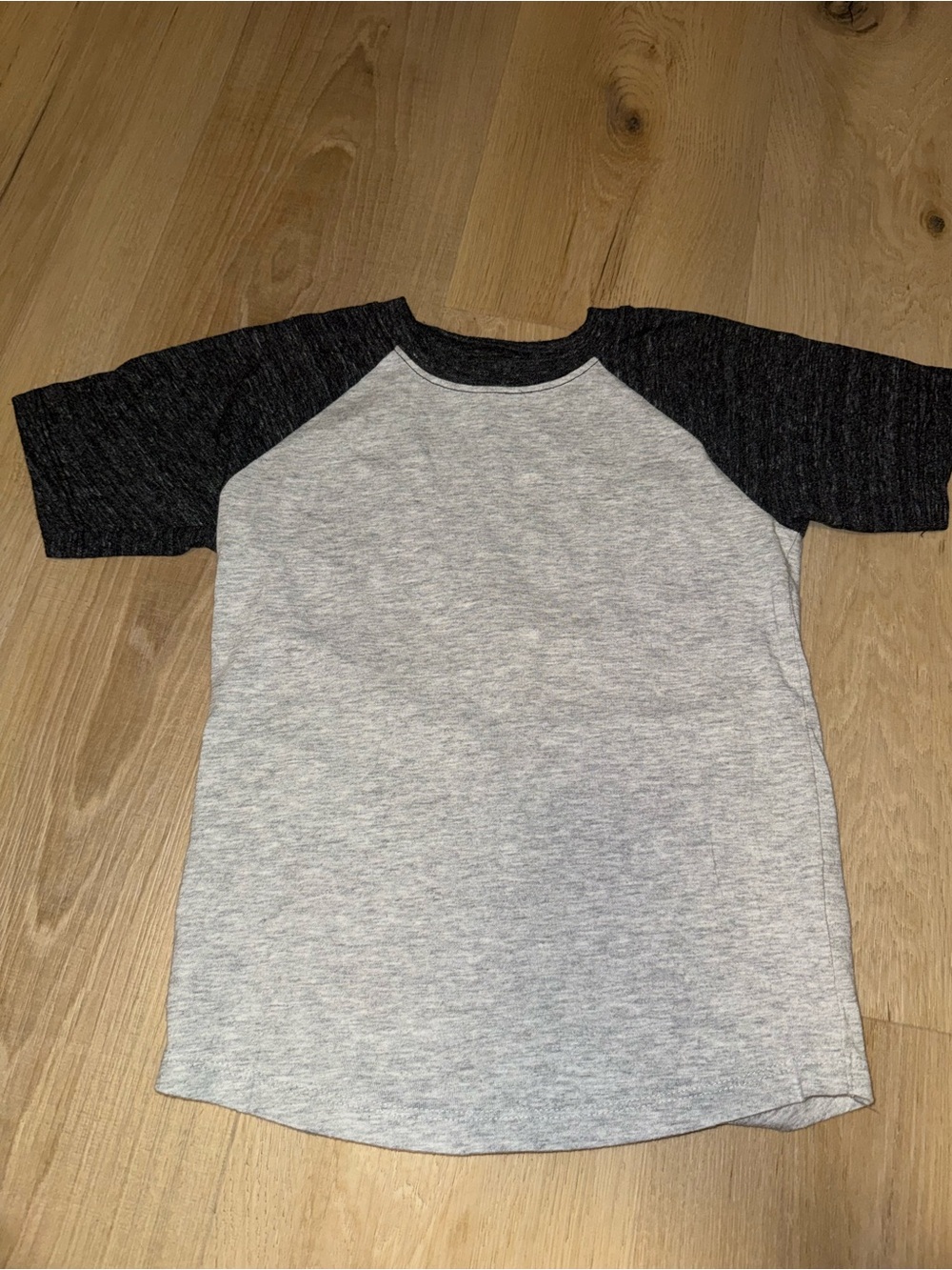 Kids Raglan Baseball Tee - Gray Body with Black Sleeves